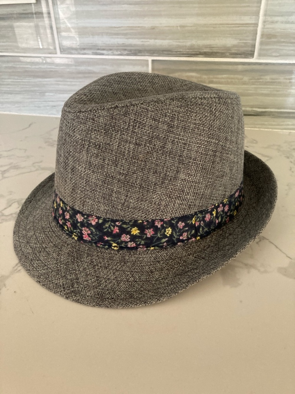 free press Gray Fedora with Floral Band